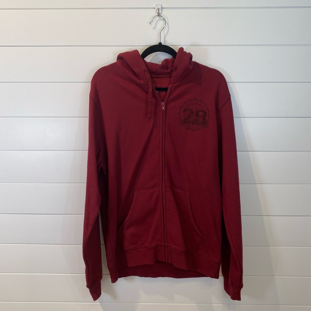 Disney Parks Mickey Mouse Maroon Zip Up Sweater